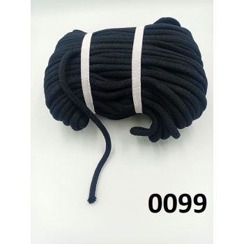 Sznur bawełna 8mm DZIANY CZARNY (op.50m) 0099
