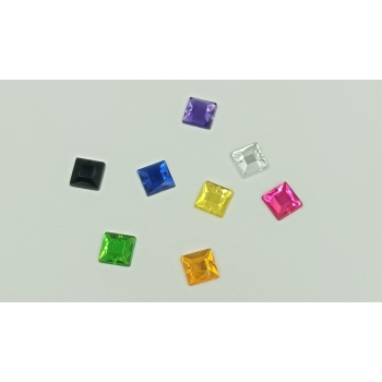 Kamienie ozdobne - GAMA KOLORÓW - kwadrat 10x10mm - op.25sztuk