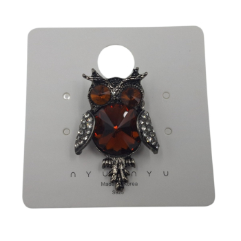 Broszka ozdobna - sowa brąz 4cm