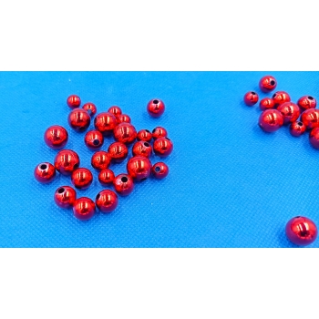 Koraliki plastikowe metalizowane czerwone - mix rozmiarów [op.60szt.]