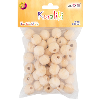 Koraliki drewno 20mm [40szt]