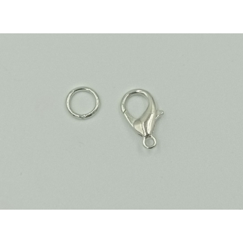 Karabińczyk metalowy 14mm - srebrny (op.25szt.)