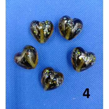 Koraliki szklane - serca - KHAKI