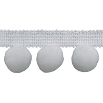 Taśma dekoracyjna z dużymi pomponami BIAŁE (op.10m)