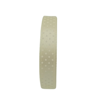 Wstążka w kropki 12mm - ŚMIETANKA