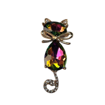Broszka ozdobna - KOT TĘCZA 5cm