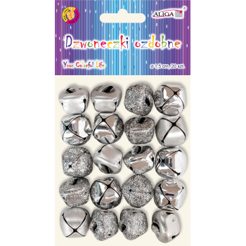 Dzwonek ozdobny SREBRNY - 15cm / 20szt.