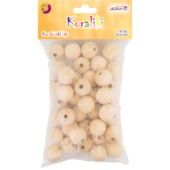 Koraliki drewno 22mm [40szt]