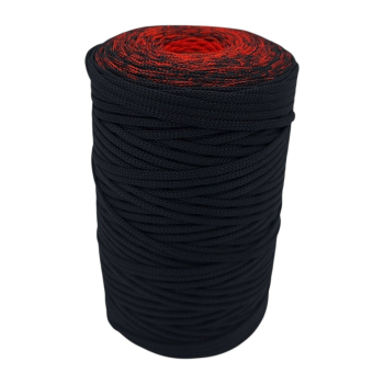 Sznurek poliestrowy płaski 4mm (op.280m ) CZARNO - CZERWONY 4752