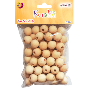 Koraliki drewno 18mm [60szt]