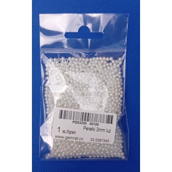 Perełki 3mm - białe op.1 - 25gram