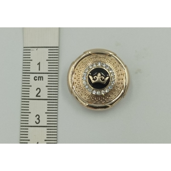 Guziki ozdobne metal DUŻY -  złote z dżetami 36L (op.2szt.)